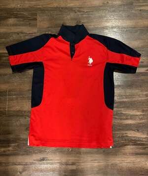USPA Polo Shirt Red Blue Short Sleeve